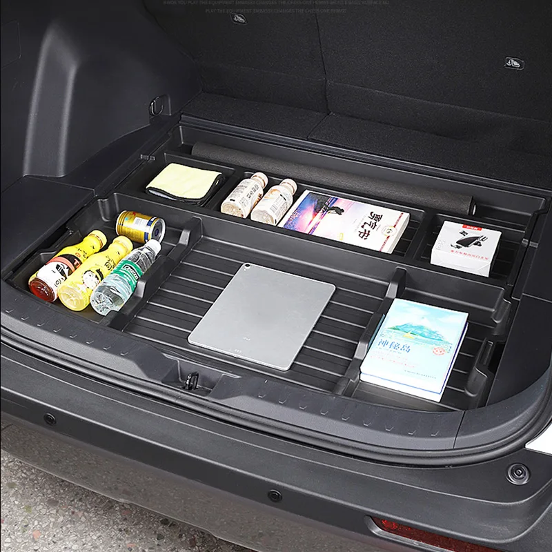 PP Black Rear Trunk Storage Box For Toyota RAV4 2019 2020 5Th spare tire storage central armrest receive a case box organizer