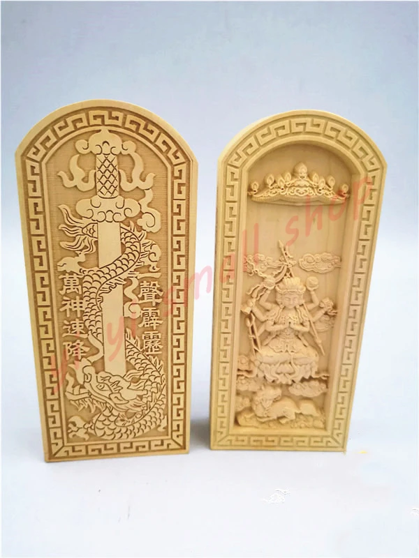 Doumu Yuanjun Taoist token, Dragon Sword token, boxwood relief, Buddha statue, magic weapon