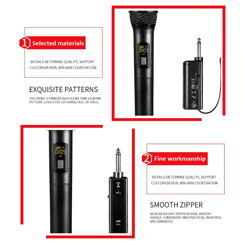 ميكروفون لاسلكي محمول باليد K380J UHF مع جهاز استقبال USB KTV كاريوكي