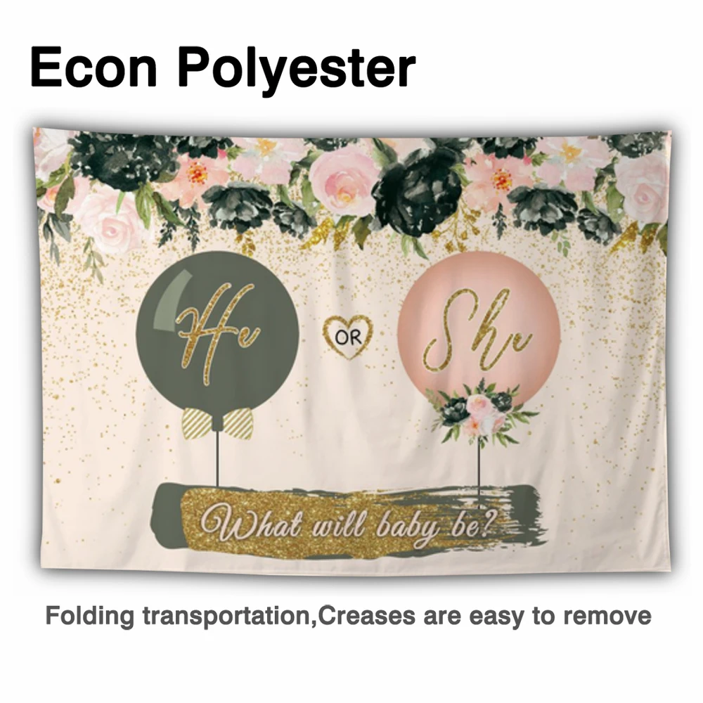 Фон для фотосъемки Allenjoy с изображением пола и надписью «He or She Baby Shower», золотые воздушные шары, Цветочный декор для вечеринки в честь Дня рождения, реквизит для фотосъемки