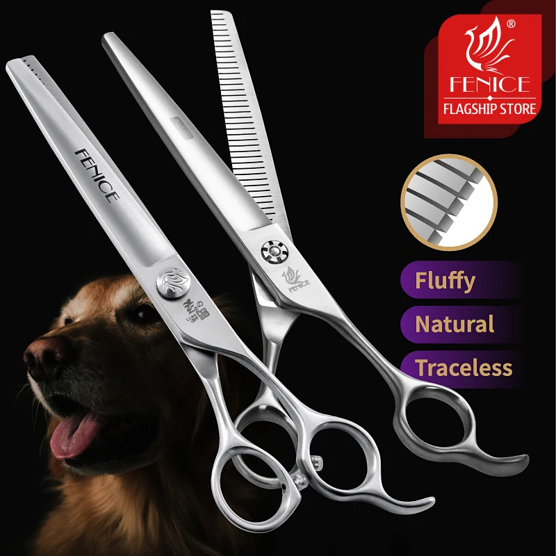 

Fenice 7 inch VG10 Pet Dog Grooming Scissor Reversed Tooth Fluffy Thinning Hair Dog Clipper Scissors tijeras tesoura Rate 50-55%