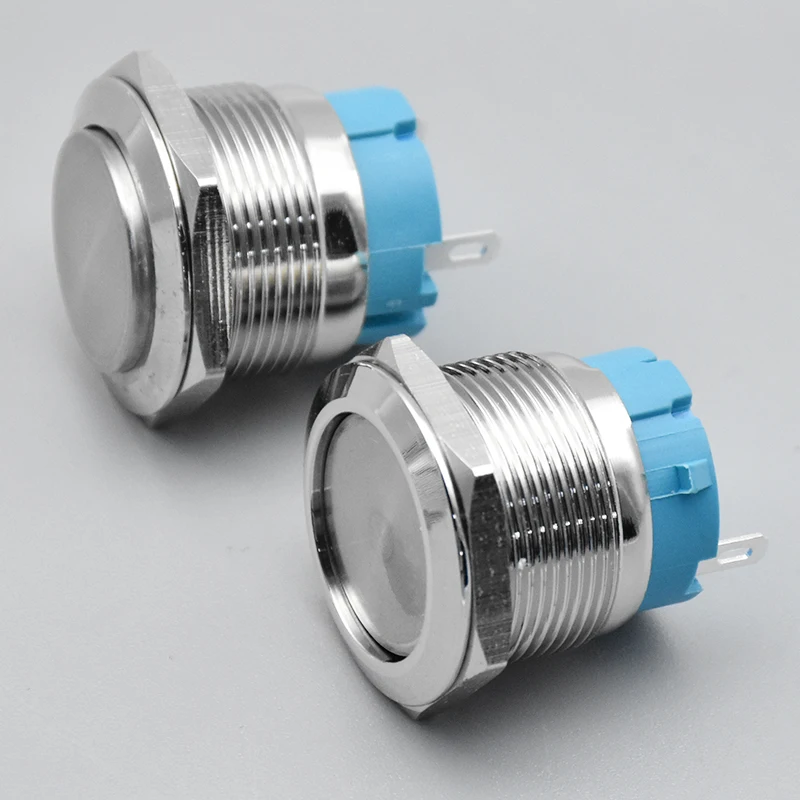 16 مللي متر 19 مللي متر 22 مللي متر 2pin لوحة ثقب المعادن زر التبديل السلطة دفع زر شقة عالية رئيس الذاتي قفل/إعادة تعيين لحام IP67 1NO