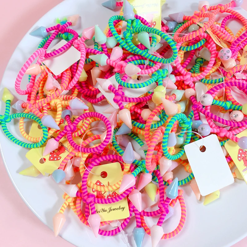 10/20/30PCS Girl Cute Colorful Cartoon Hair Ties Sweet Elastic Hair Rope For Baby Elastic Rubber Band Hair Accessories Headdress