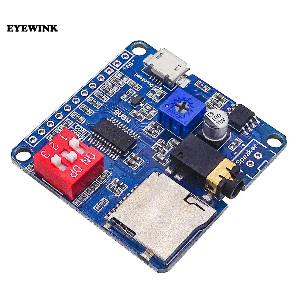 Scheda del modulo di riproduzione vocale Lettore musicale MP3 Riproduzione MP3 da 5 W Controllo seriale Scheda SD/TF per Arduino DY-SV5W DY-SV8F