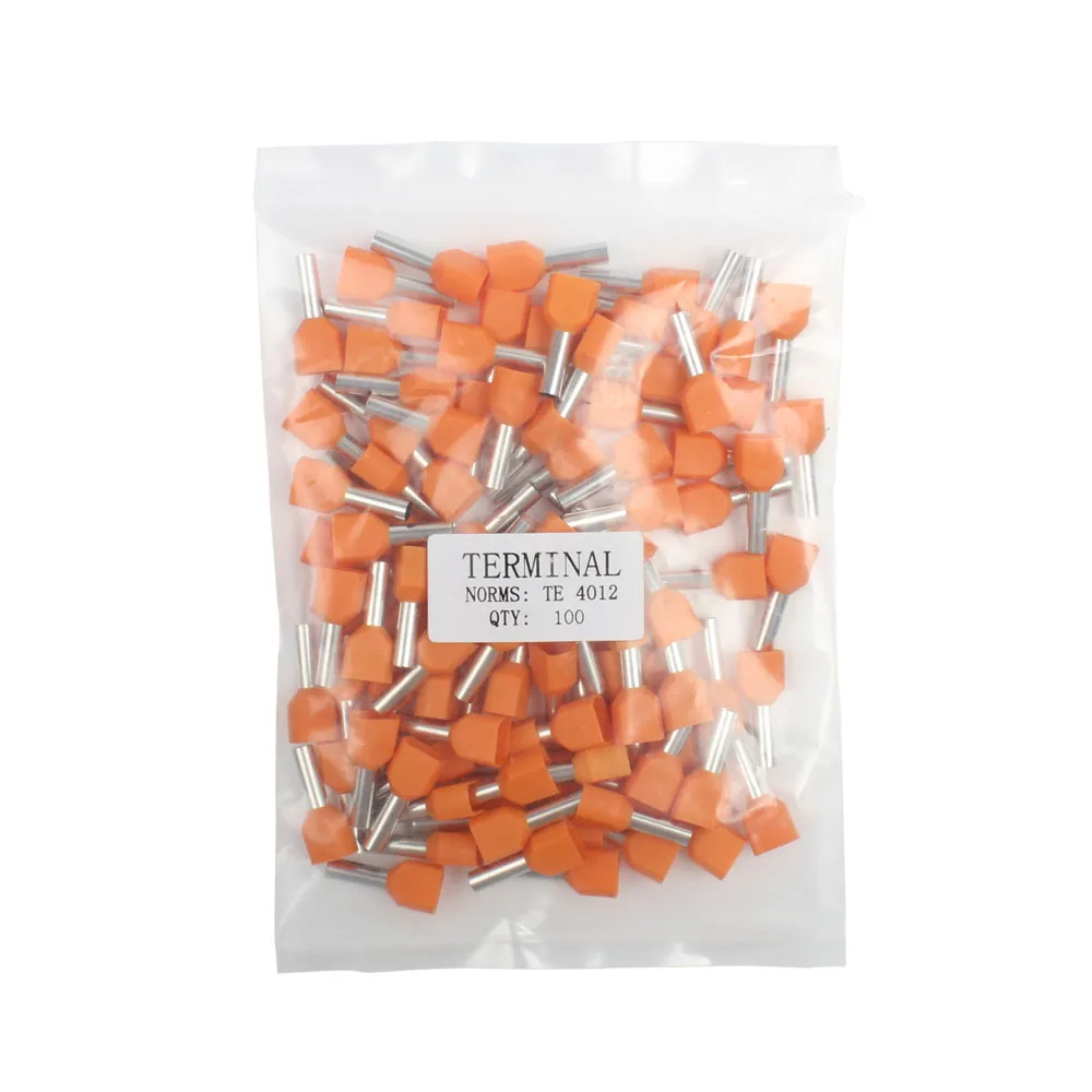 Dianqi TE4012 Twee Pre-Geïsoleerde Pijp-Vormige End Koudgeperste Terminals/Kabel Connector/Connector 100 stks/pak