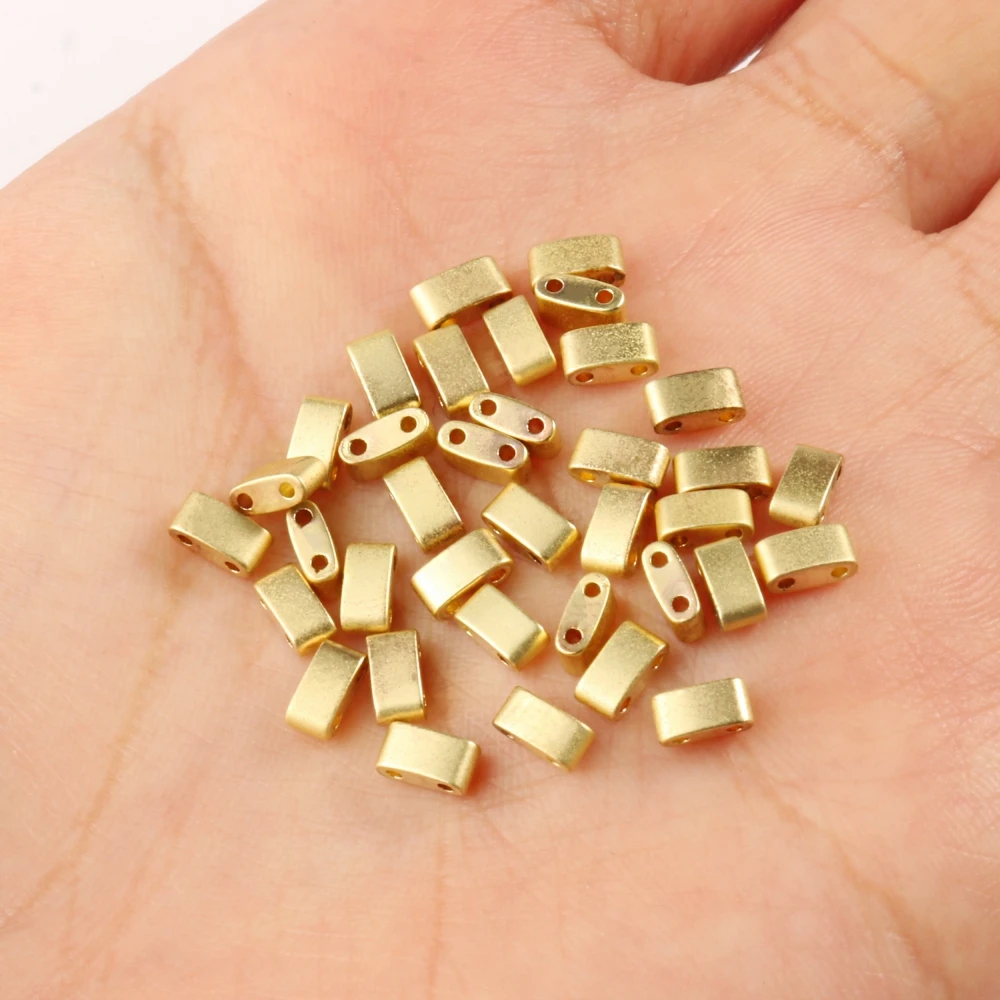 Natural Stone Dull Polish Matte Two Hole Hematite Stone Mineral Loose Spacer Beads For Jewelry Making Diy Bracelet Earrings Tila