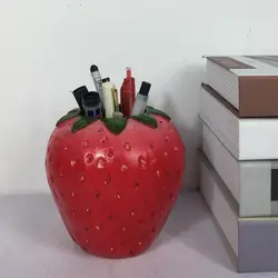 Creative Strawberry Vase For Office Desktop Home Decoration Flower Vase Pen Holder Interior Garden Decorative Resin Plant Pots