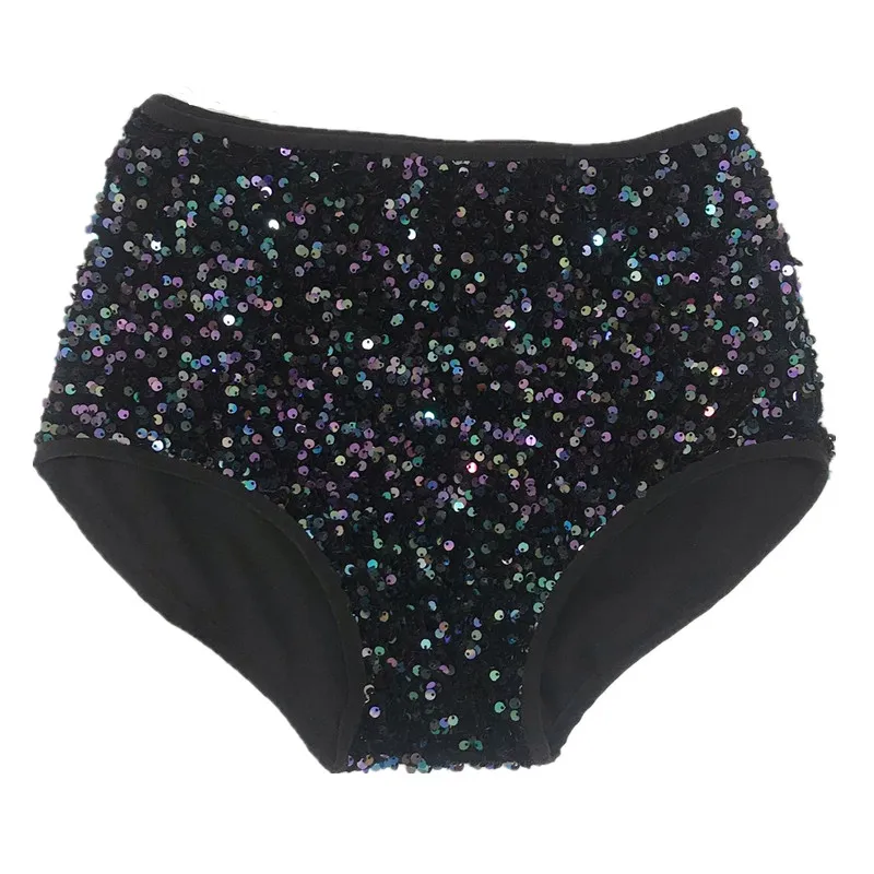 Shining Sequins Mid-waist Wrap Hip Shorts Stretch Hot Pants Nightclub Bar DJ Women Singer Dancer Stage Wear Performance Costume