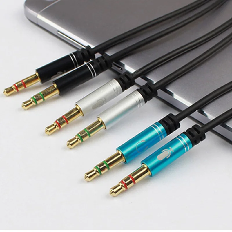 3.5mm Earphone Adapter Converter Cable Headphone+Mic Audio Splitter Aux Extension Cable Adapter Cord for Computer PC Microphone