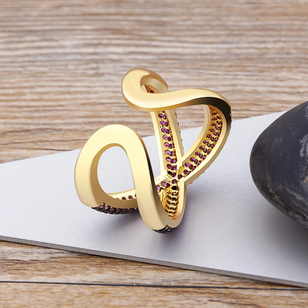 Design Women Luxury Copper Zircon Classic 5 Colors Custom Geometric Ring High Quality Gifts For Ladies Wedding Birthday Party