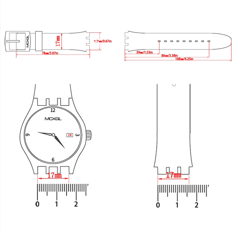Silicone Strap Suitable for Swatch 17mm 19mm Waterproof Rubber Wrist Bracelet Watchband Accessories With Tools