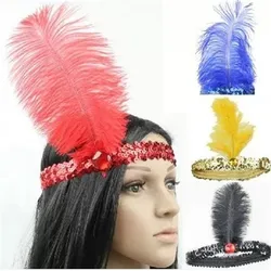 Carnival Indian Ostrich Chief Hat, Hair Accessories, Birthday Party Headdress, Sequins, Diamond Feather Headdress