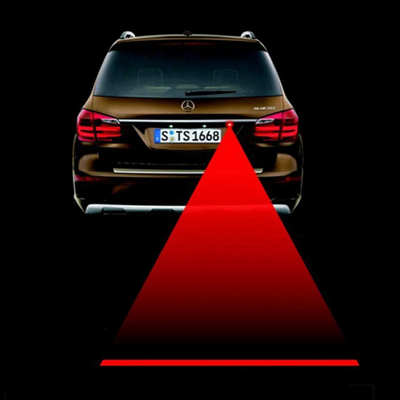 1 Pcs Red Line Anti Collision Rear-end Laser Tail Fog Light Car Brake Parking Lamp Rearing Warning Light Auto Styling