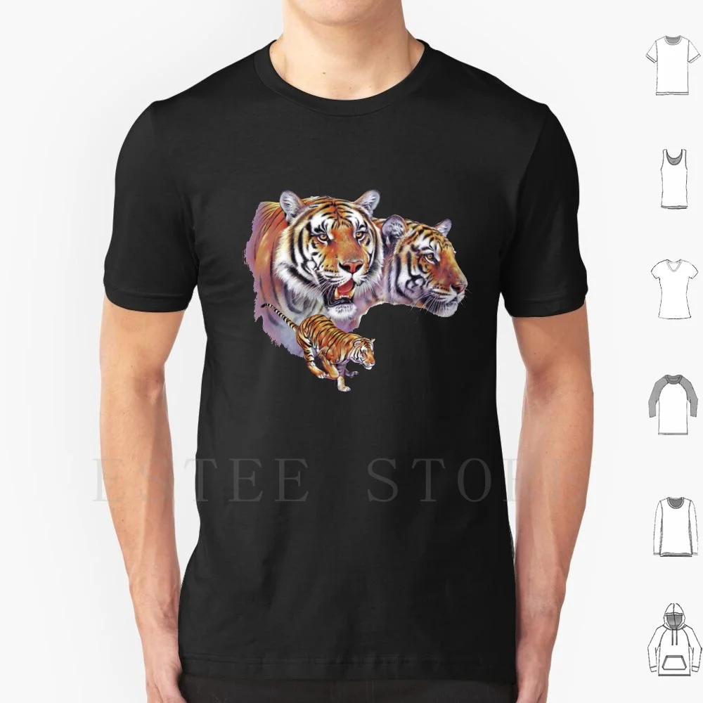 Bengals T Shirt DIY Big Size 100% Cotton Bengals Tigers Tiger Bengal Nature Big Cats Cat Wildlife Wild Realistic Colored Pencil