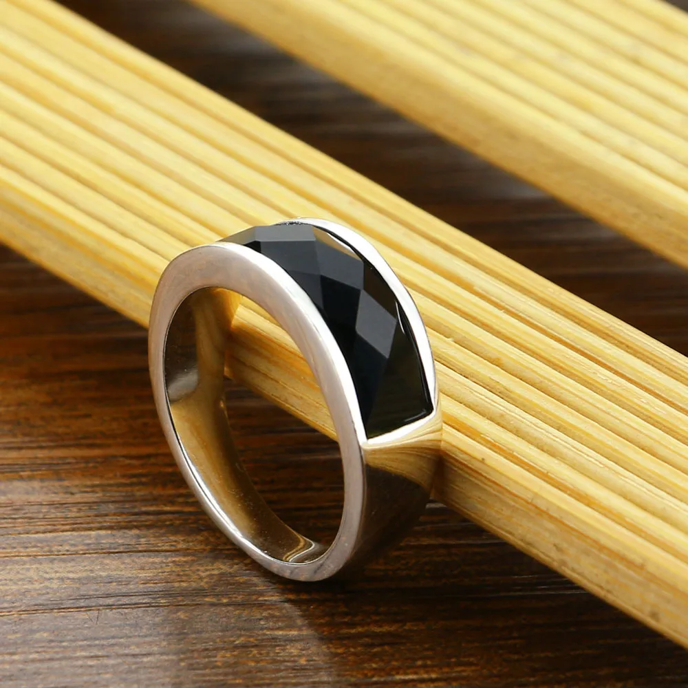 Retro 925 Sterling Silver Rings For Women Men Fashion Atmospheric Black Stone Agate Ring Jewelry Boyfriend Gifts Accessories