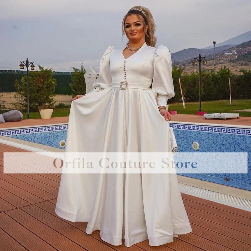 Vestidos De Novia Albanian Caftan Evening Dresses Underwear 2022 Satin Robe De Soirée De Mariage A Line Prom Gowns