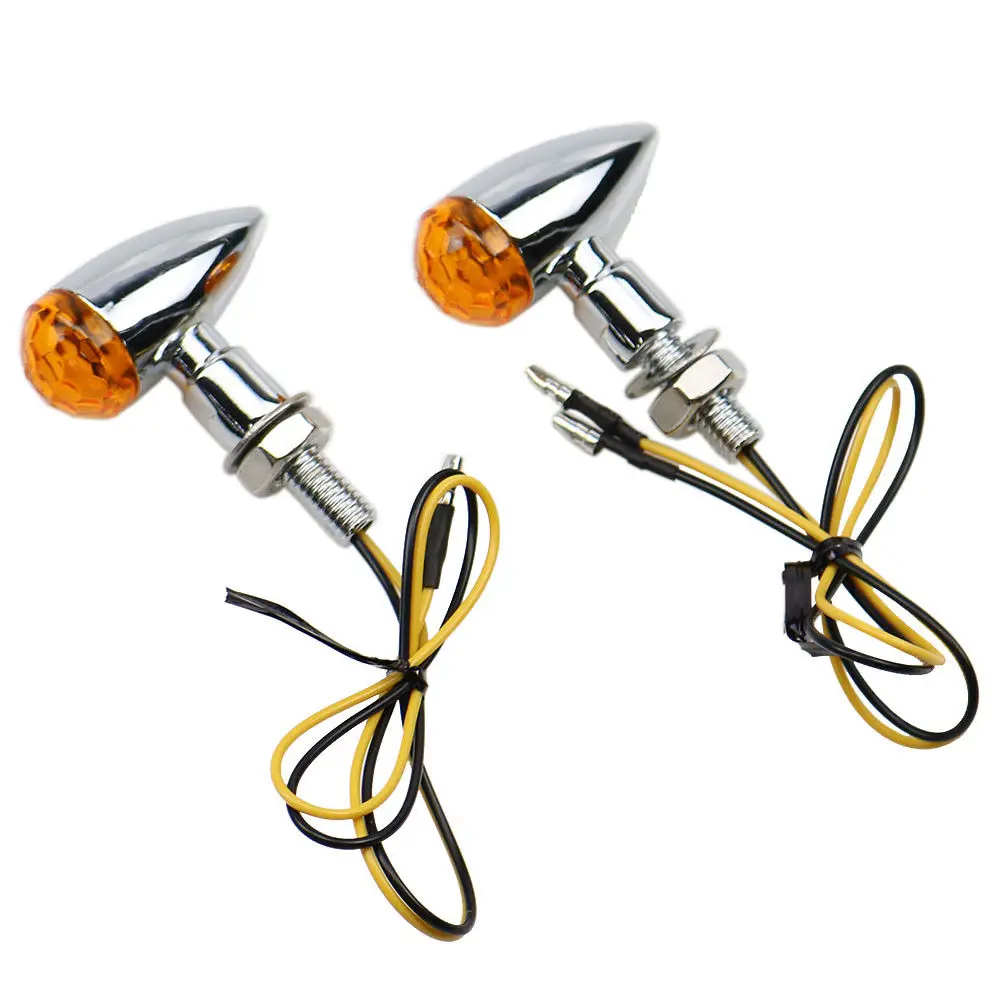 Chrome Mini Bullet Turn Signal Indicator Light For Cafe Racer Cruiser Chopper