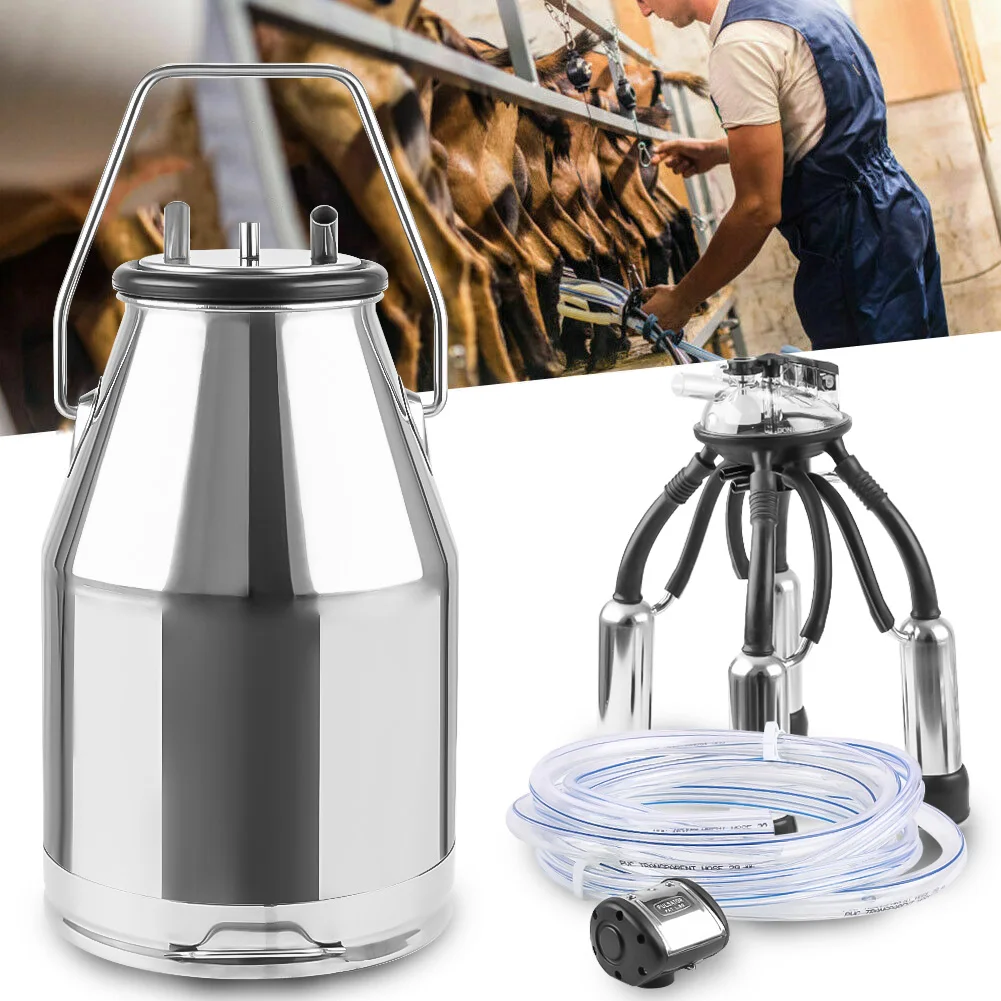 

25L Portable Cow Milker Milking Machine Bucket Tank Barrel 304 Stainless Steel