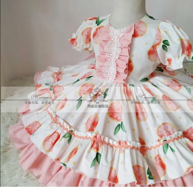 Baby girl Vintage summer Spanish England printed lolita dress kids puff sleeve court Turkey ball gown dress