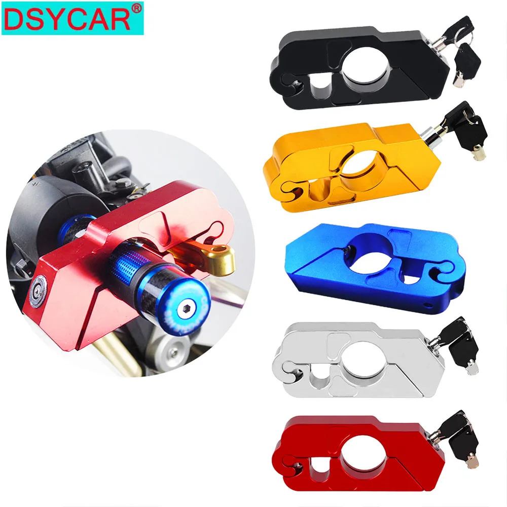 

DSYCAR 1Pcs Motorcycle Handle Grip Lock CNC Aluminum Brake Lever Theft Protection Locks Universal for Most Motorbike Scooter New