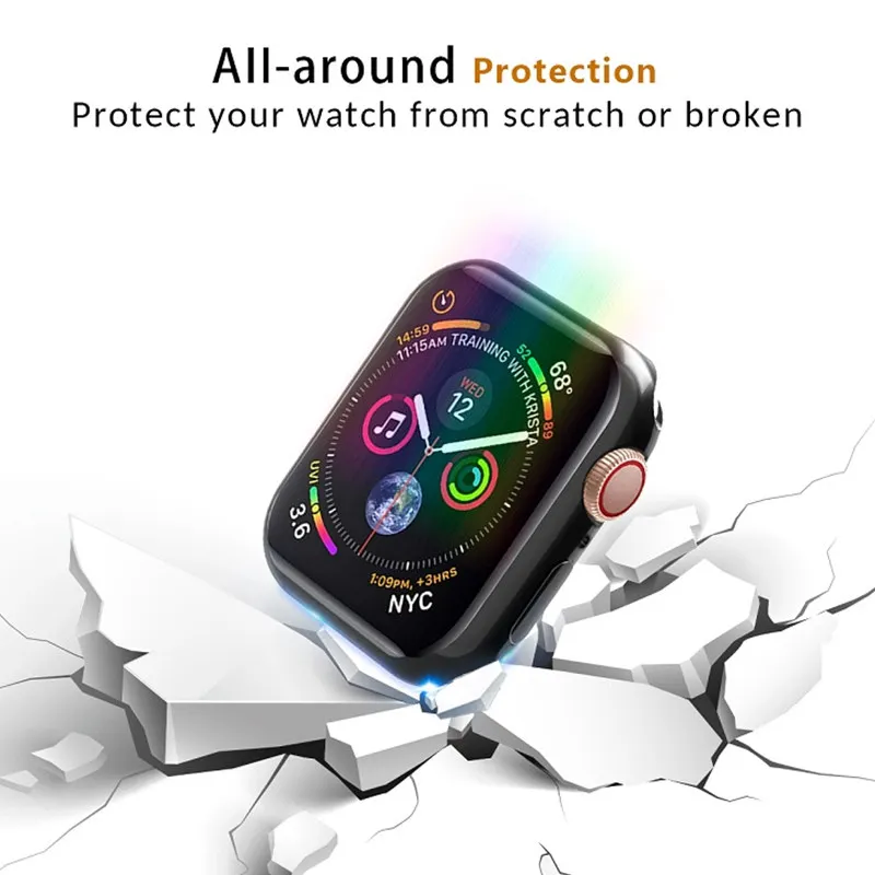 TPU cover For Apple Watch case 41/45mm 44/40mm iWatch 42/38mm Soft Screen protector bumper for apple watch series 4 3 5 SE 6 7 8