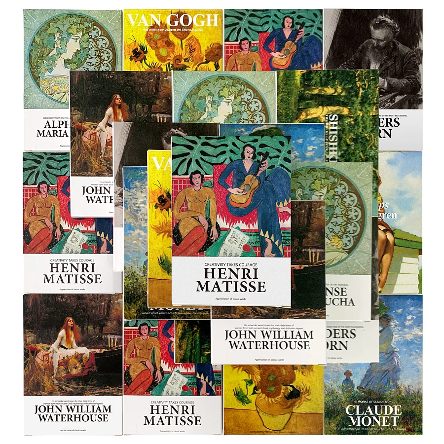 Juego de 30 hojas de la serie de Museo de Arte, sobres postales en inglés de artistas famosos de Hiroshi Yoshida, obra de arte, Postales