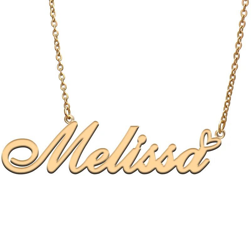 

Melissa Name Tag Necklace Personalized Pendant Jewelry Gifts for Mom Daughter Girl Friend Birthday Christmas Party Present