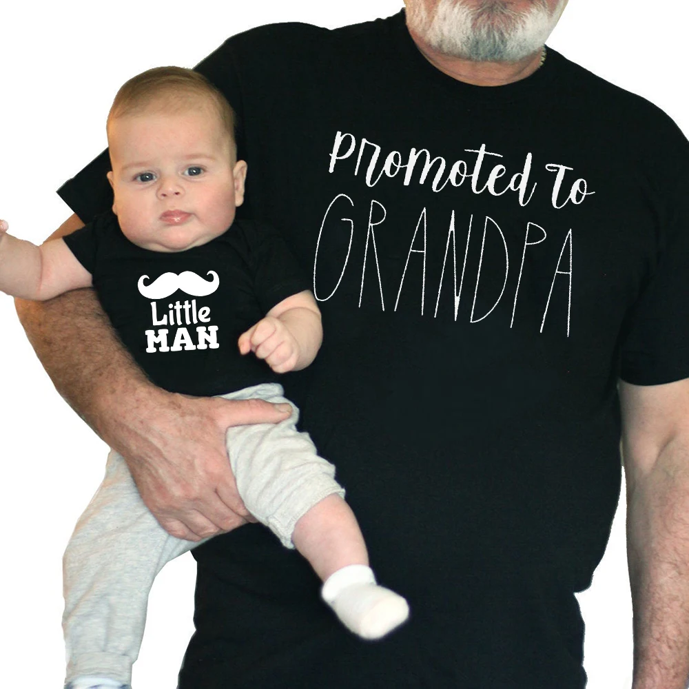 1PC Grandpa and Grandpa's Little man! Matching Grandpa and Grandson T-shirts promoted to be grandpa Matching Family Look Outfits