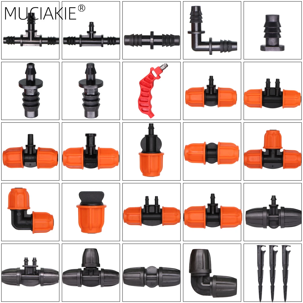 

MUCIAKIE 8/11MM Hose Sprinklers Connectors 3/8'' Tubing Fittings Garden Water Coupling Adapter Irrigation Barb Tee Reduce Elbow