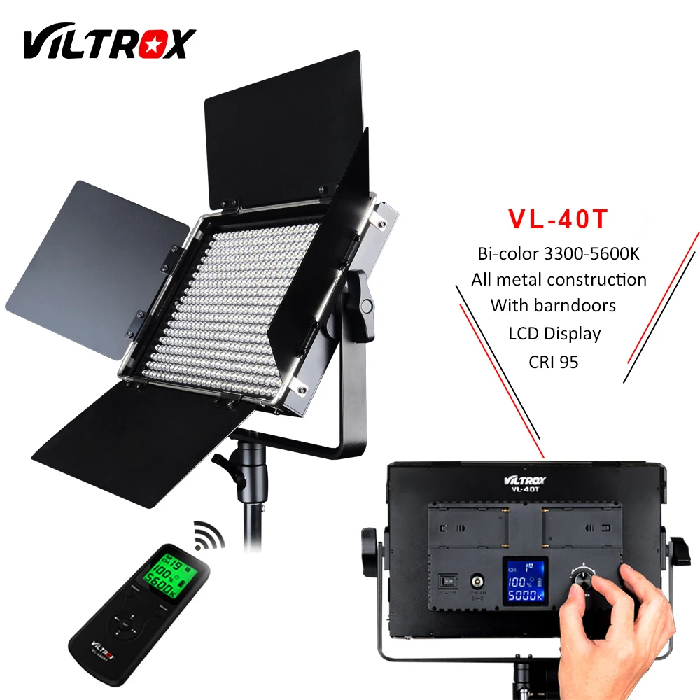 Viltrox VL-40T 3PCS Video LED Light Studio Bi-color Slim Dimmable Lamp + 3pcs light stand for Camera Facebook YouTube show Live