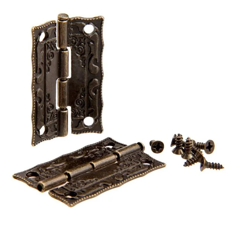 

100pcs/lot Cabinet Door Hinge Door Hinges For DIY Box Furniture Hinges With Screws 4 Holes Bag Accessory Bronze Tone