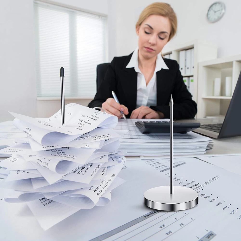 Aço inoxidável Straight Rod Paper Memo Holder, Bill Fork para Recibo, Nota Spike Stick, Acessórios de Cozinha Ferramentas, 2pcs