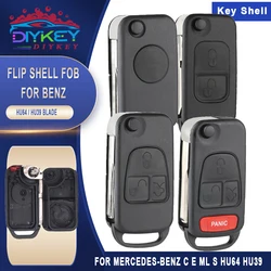 DIYKEY 2PCS/Lot 1B/2B/3B/4 Button Flip Remote Key Shell Case Fob for Mercedes-Benz C E ML S S320 S420 SL320 HU64 / HU39 Blade