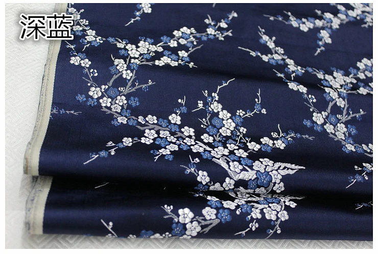 75x50cm Plum style damask silk satin brocade jacquard fabric costume upholstery furniture curtain clothing material