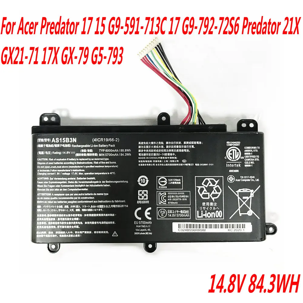 NEW AS15B3N Laptop Battery For Acer Predator 17 15 G9-591-713C 17 G9-792-72S6 Predator 21X GX21-71 17X GX-79 G5-793