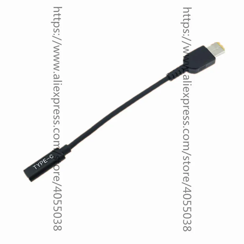 Type-C Female to Square DC Male PD Power Charger Connector Cable All-copper Conductor Induction Chip for Lenovo Thinkpad
