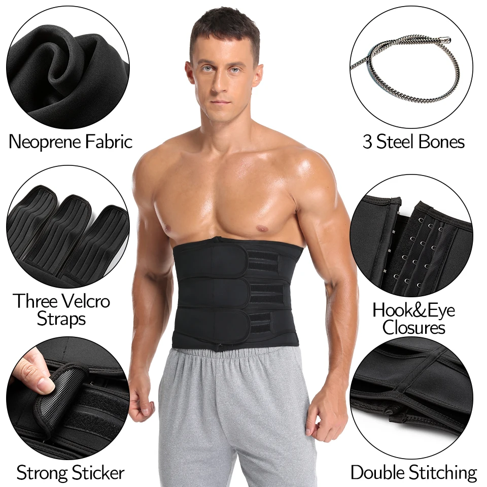 Mannen Taille Trainer Afslanken Body Shaper Fitness Riem Gewichtsverlies Vetverbranding Sport Gordel Zweet Trimmer Workout Cincher Shapewear