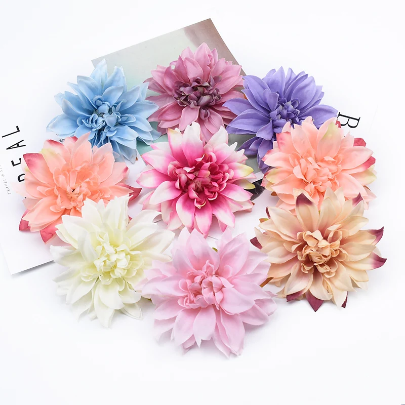 10 Pieces Silk Gerbera Dahlia Wedding Decorative Flowers Wall Home Decoration Accessories Diy A Cap Artificial Flowers Wholesale