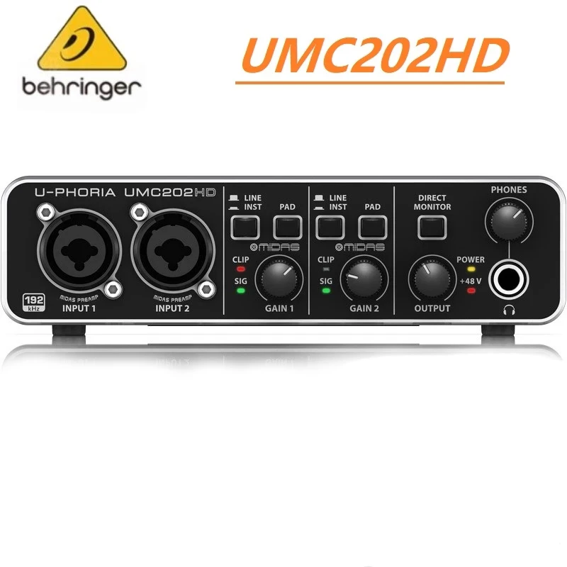 BEHRINGER-Amplificador de micrófono para grabación en vivo, tarjeta de sonido externa, interfaz de Audio USB vs smsl topping, UMC22/ UM2/UMC202HD