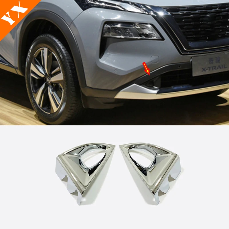 

ABS Chrome Car front Bumper Decor Fog light lamp cover Trim for Nissan X-Trail X Trail T33 2021 2022 product Accessories 2pcs