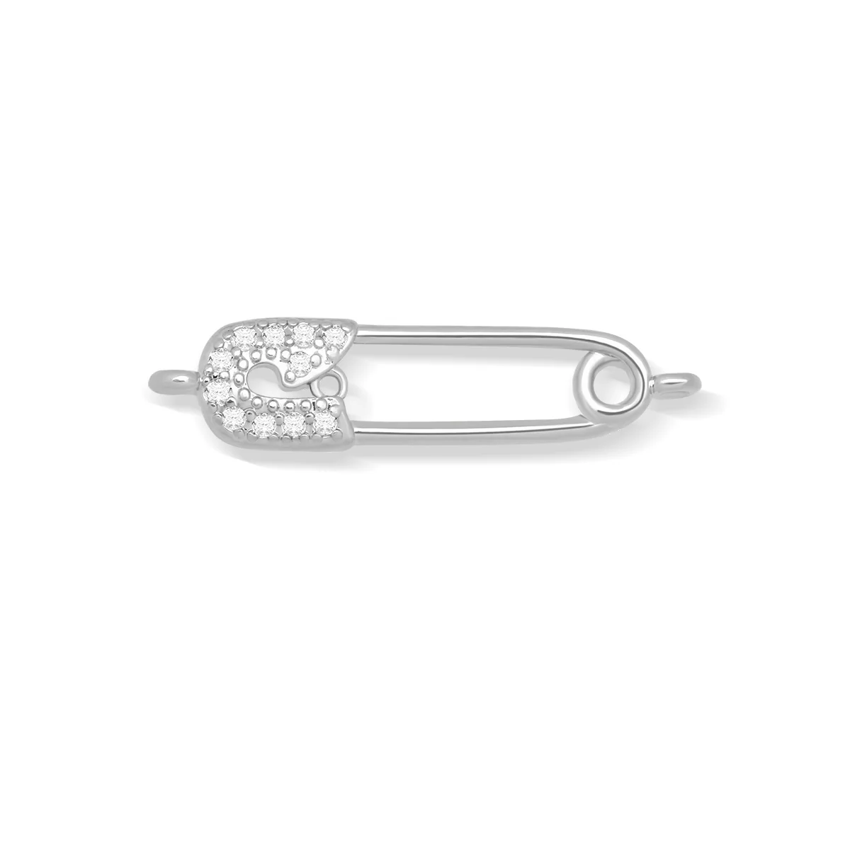 Cubic Zirconia Stones Gold-plated Rhodium Brass Safety Pin Connector Charm For Necklace Bracelet Makings CZ Copper Jewelry DIY