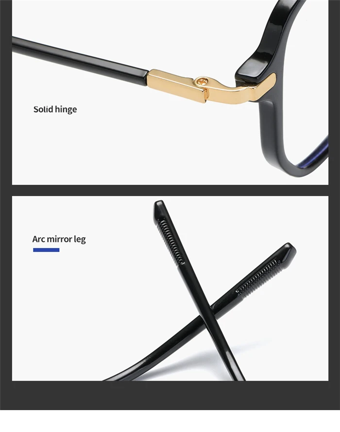 Großer Rahmen, Anti-Blau-Strahlen, Polygon-fertige Myopie-Brille, Damen und Herren, einzelne Linse, verschreibungspflichtige Brillen, 0–0,5–1,0–1,5 bis–6,0 – Detail 9