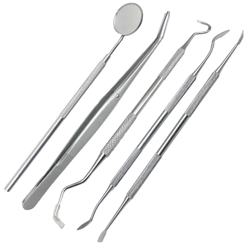 Dental Mirror Stainless Steel Dental Dentist Prepared Tool Set Probe Tooth Care Kit Instrument Tweezer Hoe Sickle Scaler