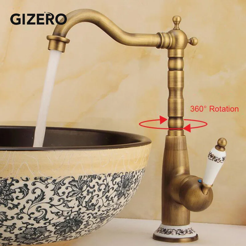 Antique Retro Faucet Basin Mixer Bathroom Hot And Cold Water Taps Single Handle Deck Mount Vanity Sink Washing Basin Taps ZR241