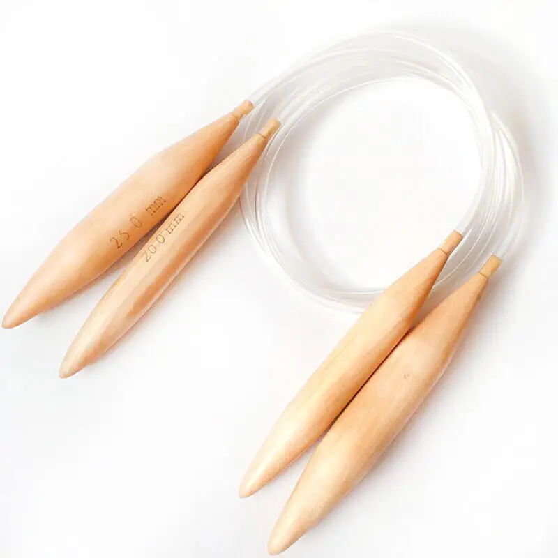 15/20/25mm Circular Wood Knitting Needles with Plastic Tube Sweater Crochet Hook C63B