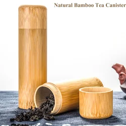 Eco-friendly Jar Portable Tea Canister Lid Handmade Natural Container Round Bamboo Storage Box Holder Tea Art Supplies