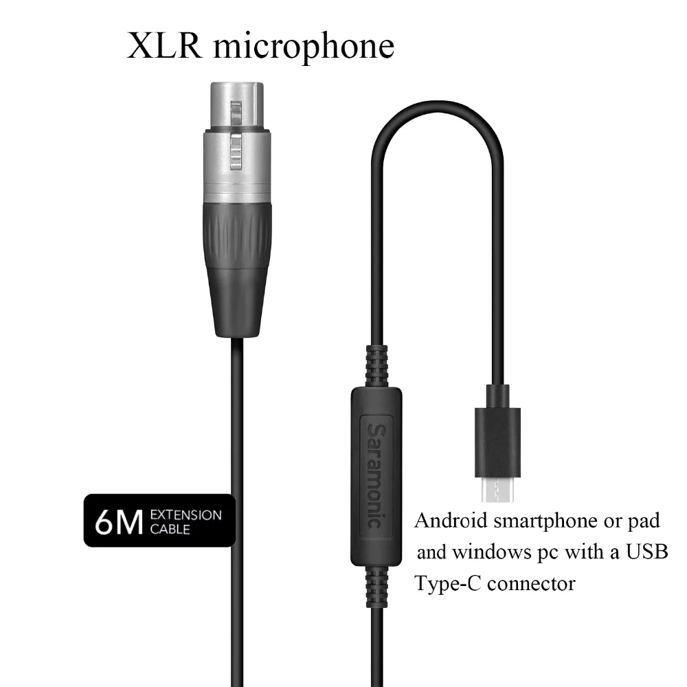 Saramonic UTC-XLR 6M สายอะแดปเตอร์ XLR Input และ USB Type-C Audio Interface สำหรับ Pro XLR mic & Android สมาร์ทโฟน