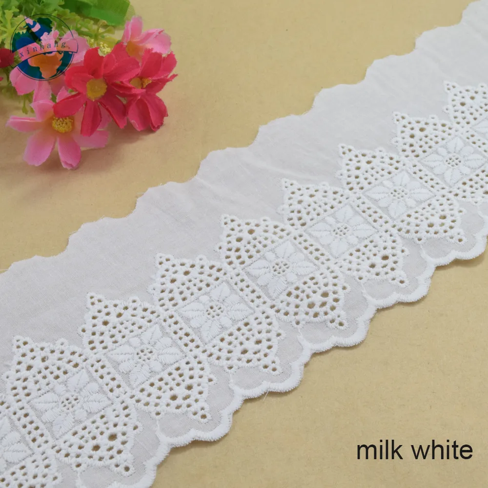 8cm wide 100% Cotton embroid lace sewing ribbon guipure trim wedding decoration DIY dolls colthes Accessories lace edge#4158