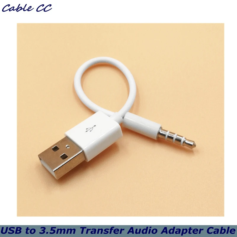 USB to 3.5mm Transfer Audio Adapter Cable 3.5mm Jack to USB 2.0 Data Sync Charger Cable cord for Apple iPod Shuffle 3rd 4th 5th