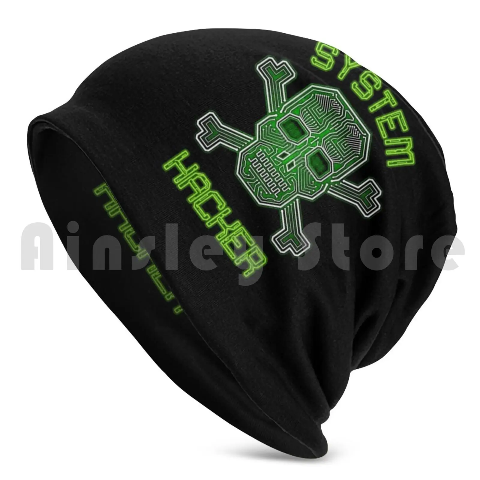 System Hacker Beanies Pullover Cap Comfortable Hacker Skull Crossbones Cyber Computer Motherboard Circuit Chip Code